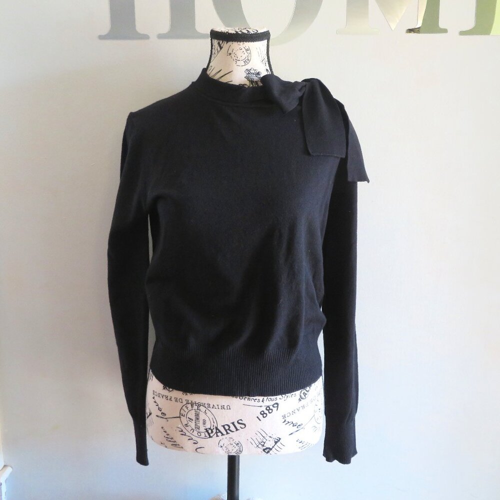 Anewsta Women's black bowknot Shoulder Design Sweater Brand New w/tag sz‎ L